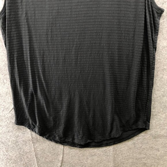 Lululemon Brunswick Muscle Tank Top Womens 10 Black Sheer Striped Curve Hem - Picture 4 of 8